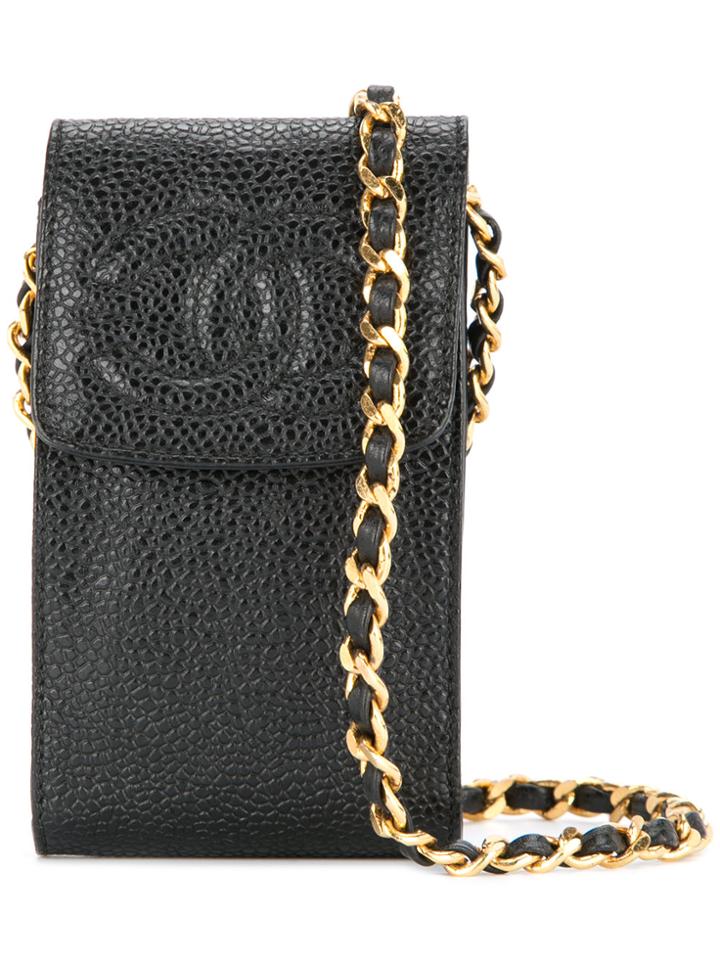 Chanel Vintage Cc Stitch Chain Pouch - Black