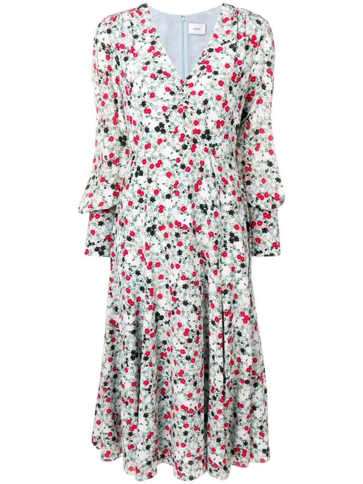 Erdem Keiko Floral Print Dress - Blue