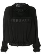 Versace Logo Drawstring Hoodie - Black