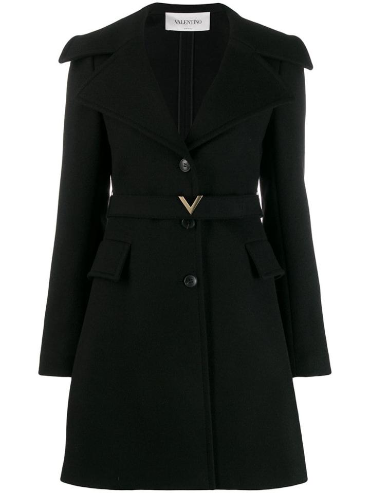 Valentino Compact V Belt Coat - Black
