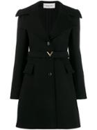 Valentino Compact V Belt Coat - Black