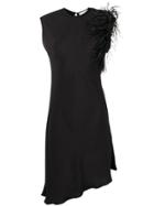 8pm Feathered Sleeveless Midi Dress - Black