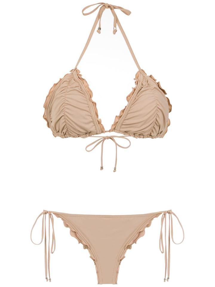 Amir Slama Ruched Bikini Set - Neutrals