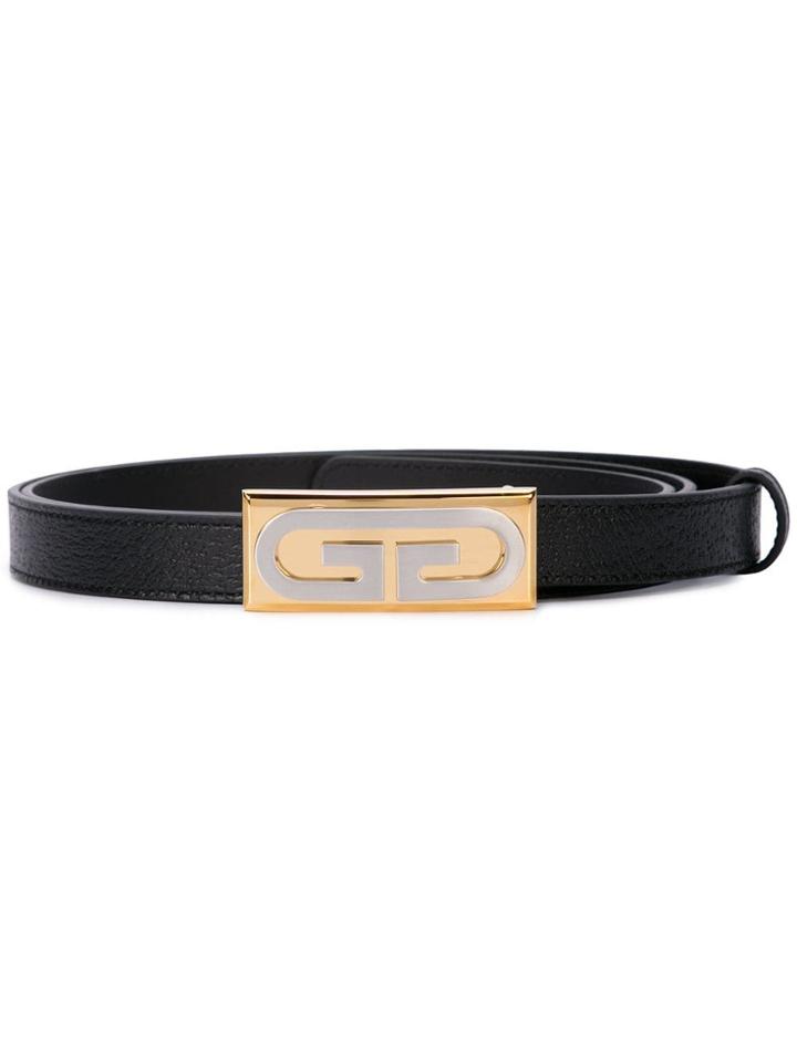 Gucci Logo Plaque Skinny Belt - Black