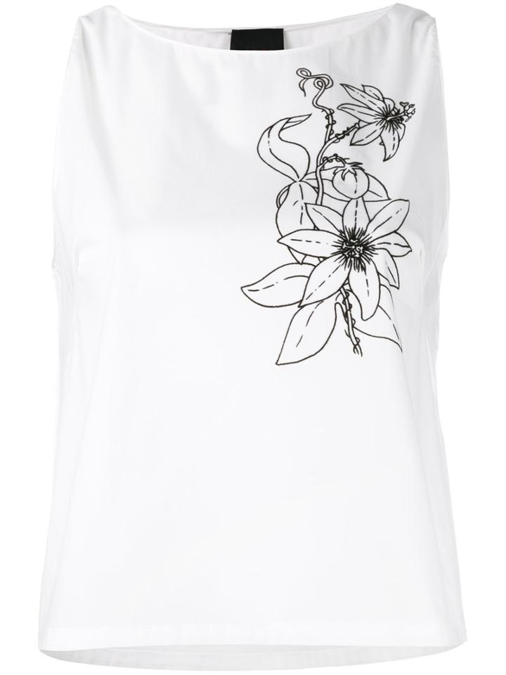 Eggs - Floral Print Vest Top - Women - Cotton/polyamide/spandex/elastane - 44, White, Cotton/polyamide/spandex/elastane