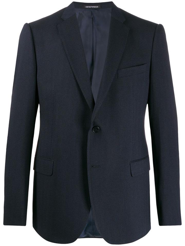 Emporio Armani Zigzag Pattern Blazer - Blue