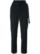 Ann Demeulemeester Waist Strap Cropped Trousers, Women's, Size: 38, Black, Cotton/nylon/rayon/virgin Wool