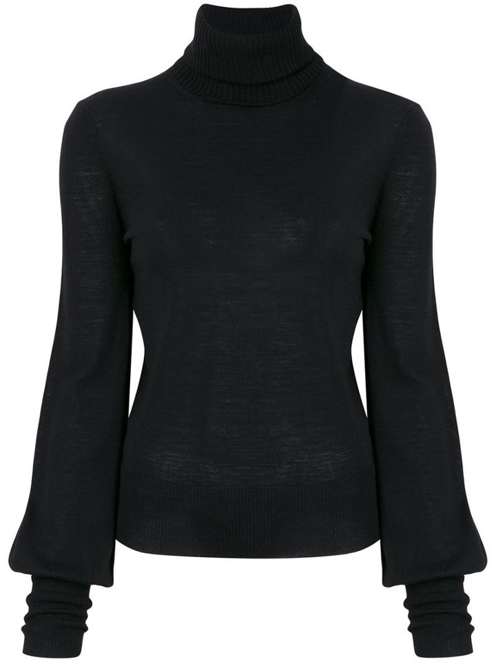 Chloé - Bell Sleeved Roll Neck Sweater - Women - Wool - M, Black, Wool
