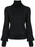Chloé - Bell Sleeved Roll Neck Sweater - Women - Wool - M, Black, Wool