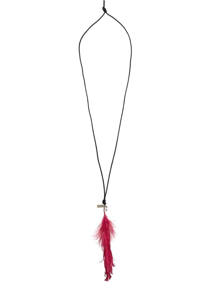 Ann Demeulemeester Feather Pendant Necklace - Red