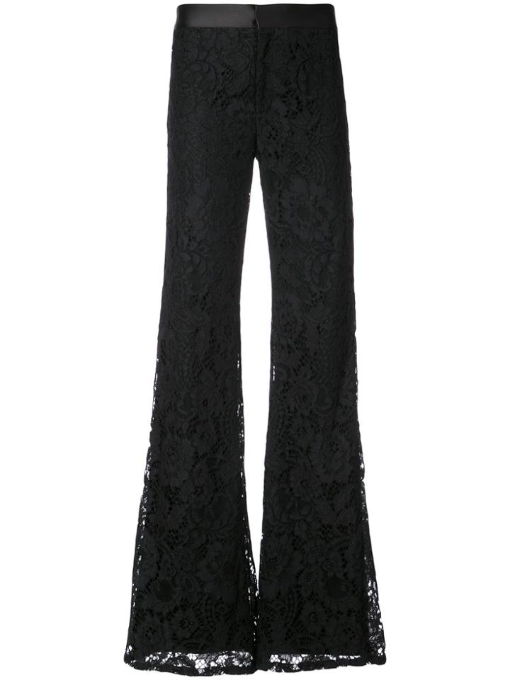 Alexis Flared Lace-embroidered Trousers - Black