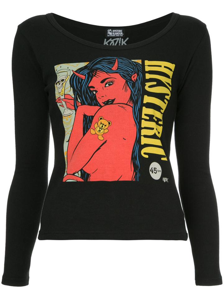 Hysteric Glamour Kozik Print Long Sleeve Blouse - Black
