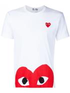 Comme Des Garçons Play Heart Print And Application T-shirt, Men's, Size: Large, White, Cotton