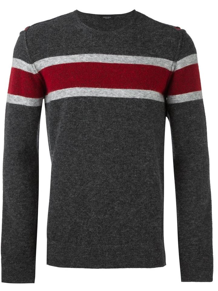 Roberto Collina Striped Pullover, Men's, Size: 50, Grey, Polyamide/spandex/elastane/alpaca/merino