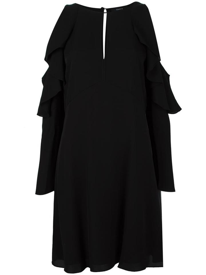 Theory Cold-shoulder Dress, Women's, Size: 10, Black, Silk/polyester