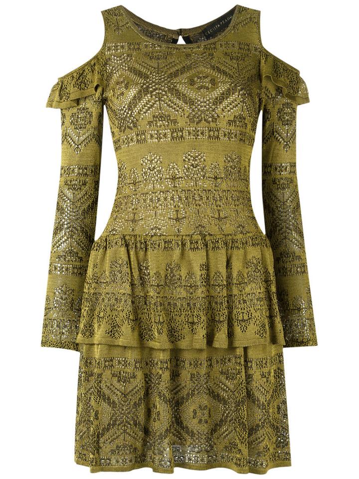 Cecilia Prado - Cold Shoulder Knit Dress - Women - Acrylic/viscose - M, Green, Acrylic/viscose