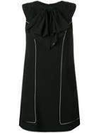 Elisabetta Franchi Ruffle Neck Mini Dress - Black