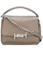 Tod's 'double T' Shoulder Bag, Women's, Brown, Leather/polyester