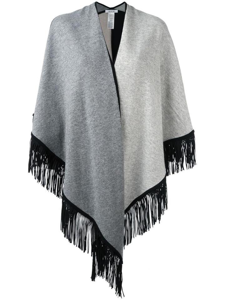 Allude Fringed Knit Poncho, Women's, Black, Cashmere/virgin Wool
