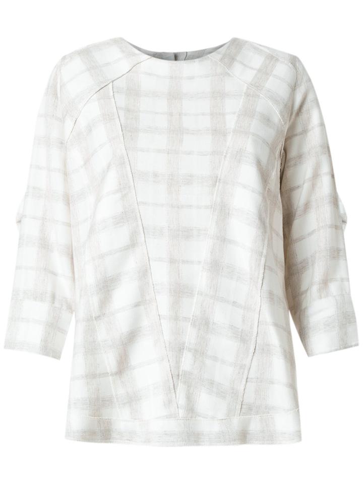 Andrea Bogosian - Plaid Top - Women - Linen/flax/viscose/wool - G, White, Linen/flax/viscose/wool