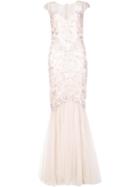 Marchesa Notte Embroidered Gown, Women's, Size: 14, Pink/purple, Nylon