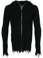 Overcome Frayed Trim Hoodie - Black