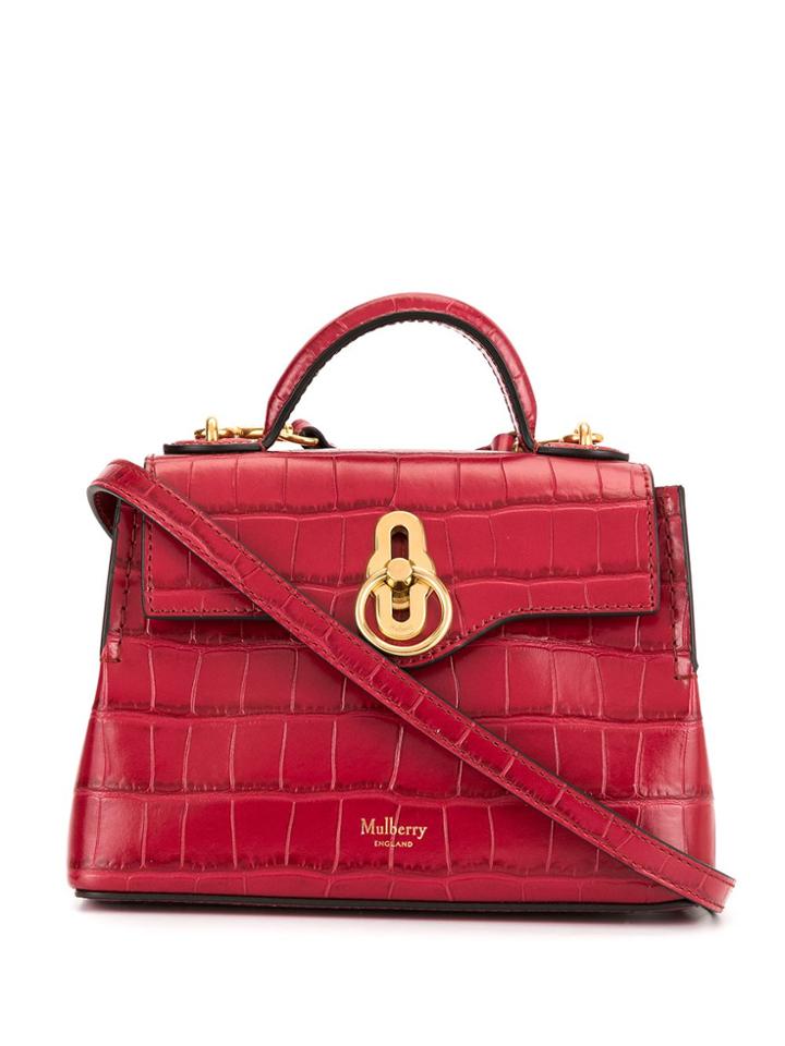 Mulberry Micro Seaton Crocodile Effect Bag - Red