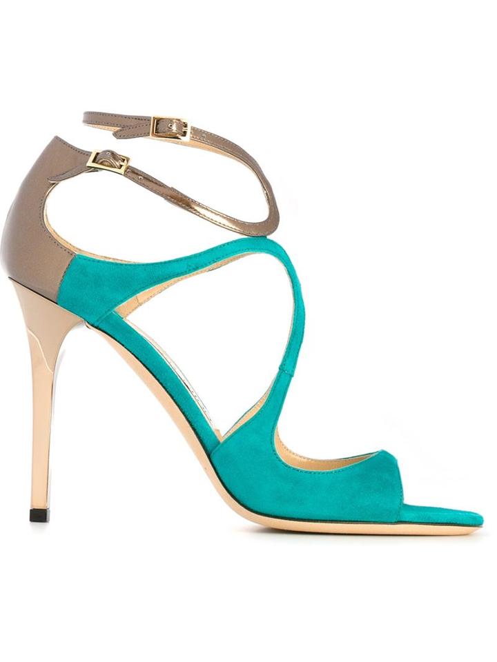Jimmy Choo Lang Sandals, Women's, Size: 36, Blue, Leather/suede