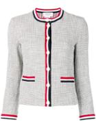 Thom Browne Tricolour Textured Tweed Cardigan - Grey