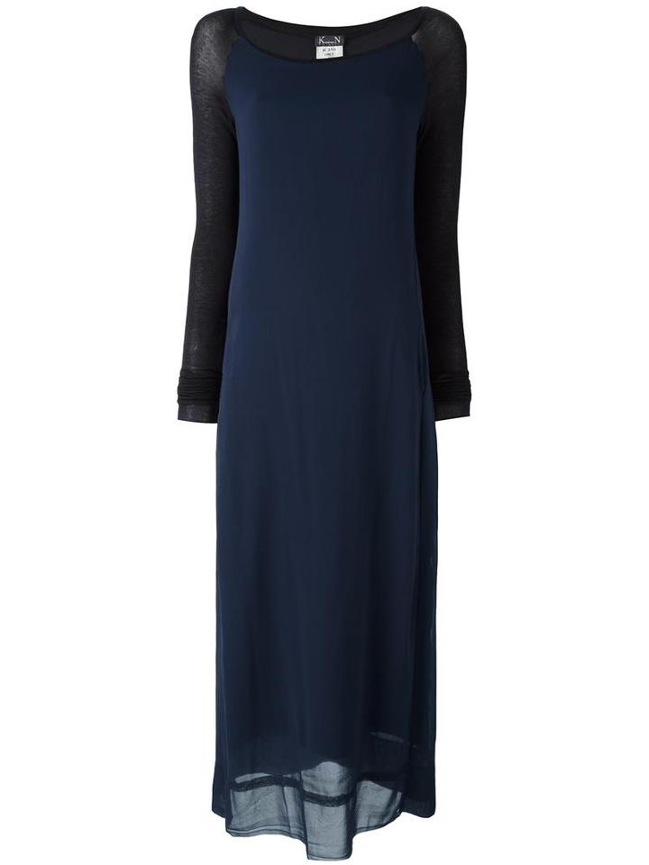 Kristensen Du Nord Paneled Long Sleeved Dress, Women's, Size: 1, Blue, Silk/spandex/elastane/cotton