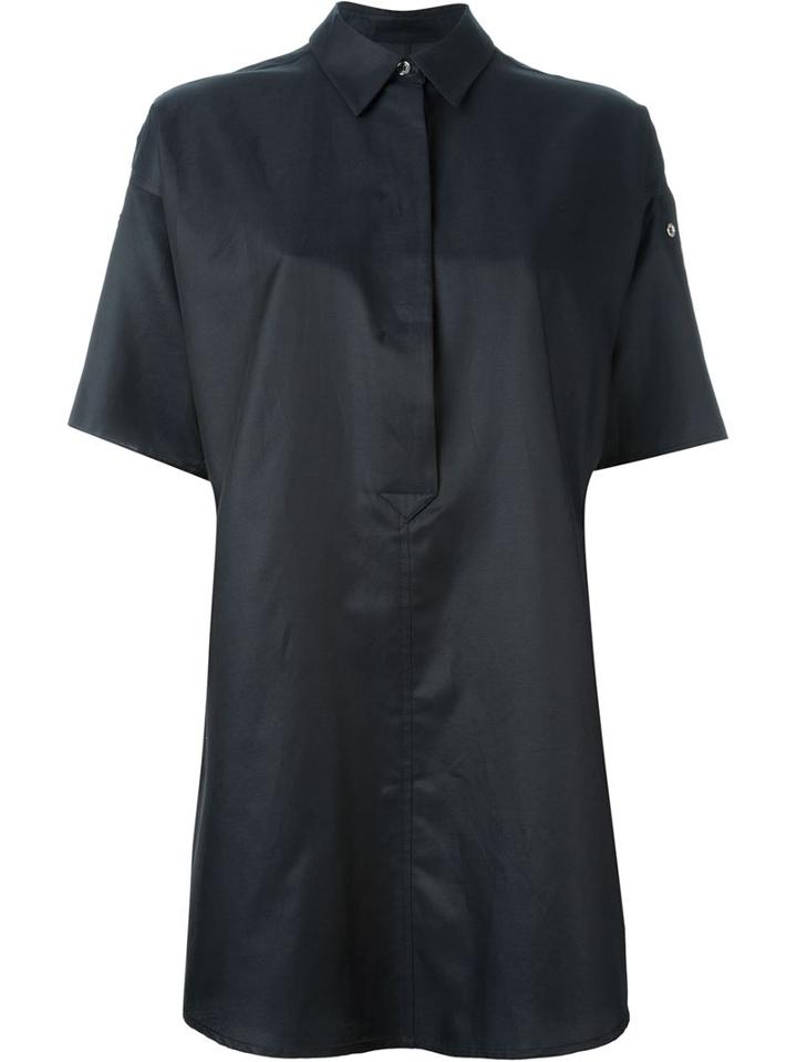 Mm6 Maison Margiela Shortsleeved Collared Blouse, Women's, Size: 42, Black, Cotton/cupro