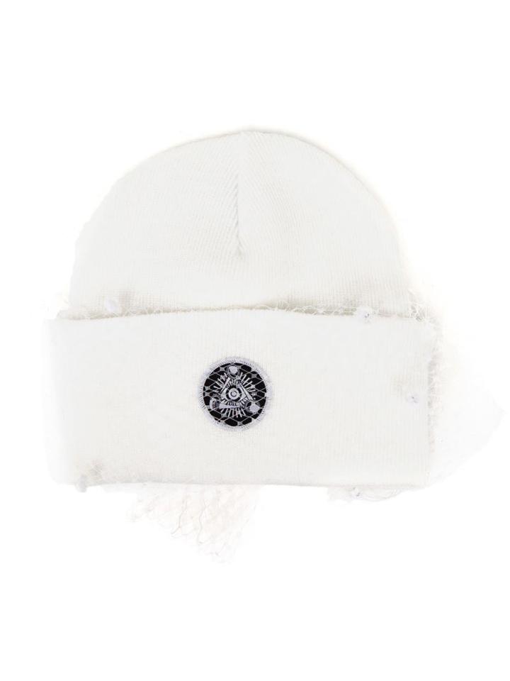 Silver Spoon Attire Dotted Mesh Veil Beanie Hat, Women's, White, Acrylic