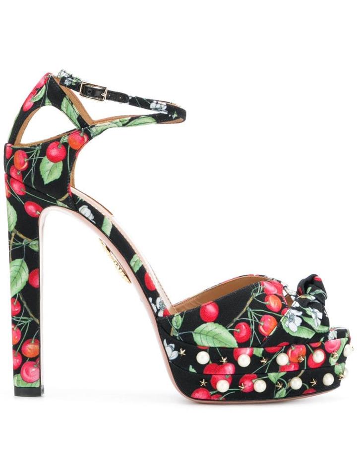 Aquazzura Harlow Pearls Sandals - Black