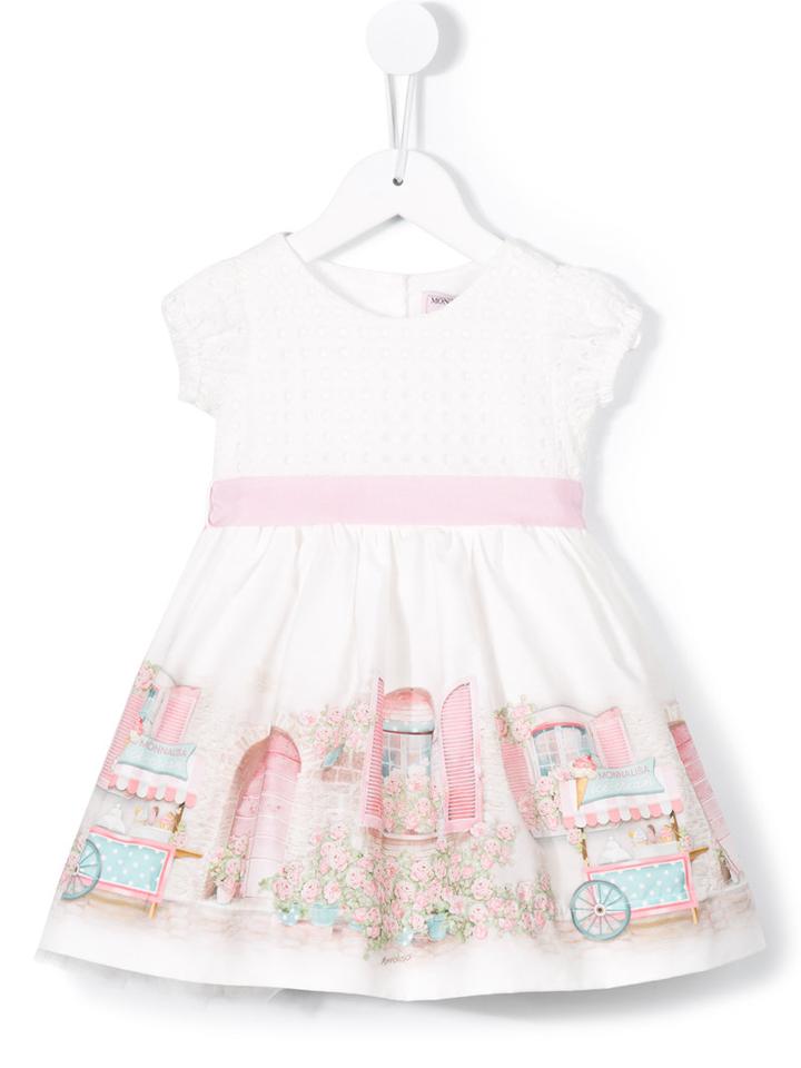 Monnalisa - Printed Flared Dress - Kids - Cotton - 18 Mth, White