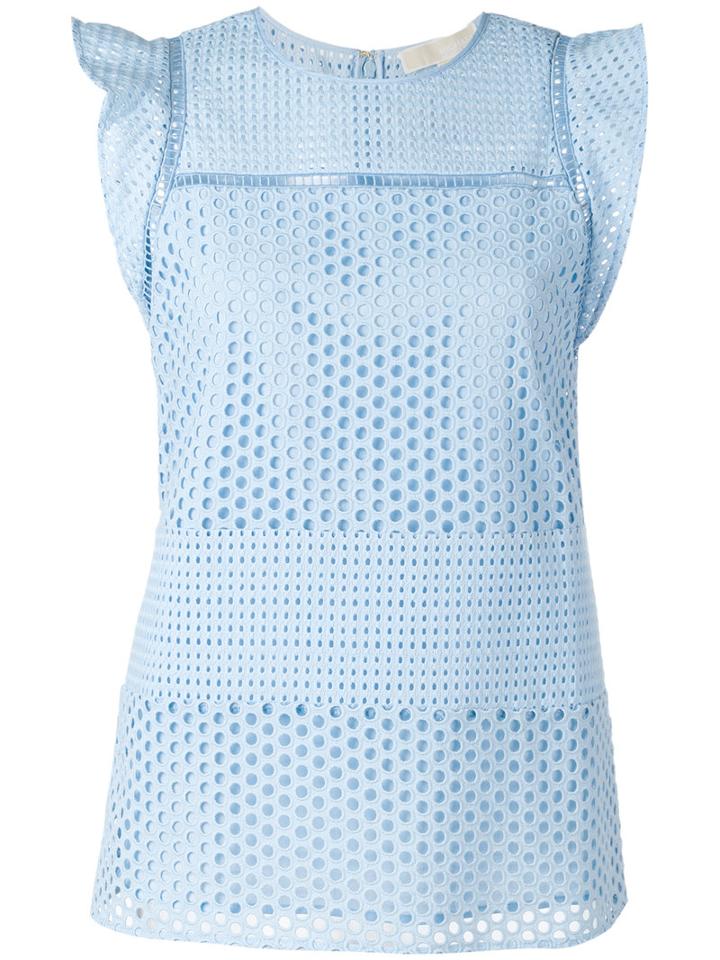 Michael Michael Kors - Broderie Anglaise Blouse - Women - Cotton - S, Blue, Cotton