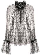 Redemption Sheer Patterned Shirt - Black