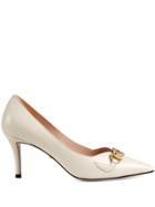 Gucci Logo Plaque 75mm Pumps - White