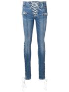 Unravel Project Lace-up Detailed Jeans - Blue