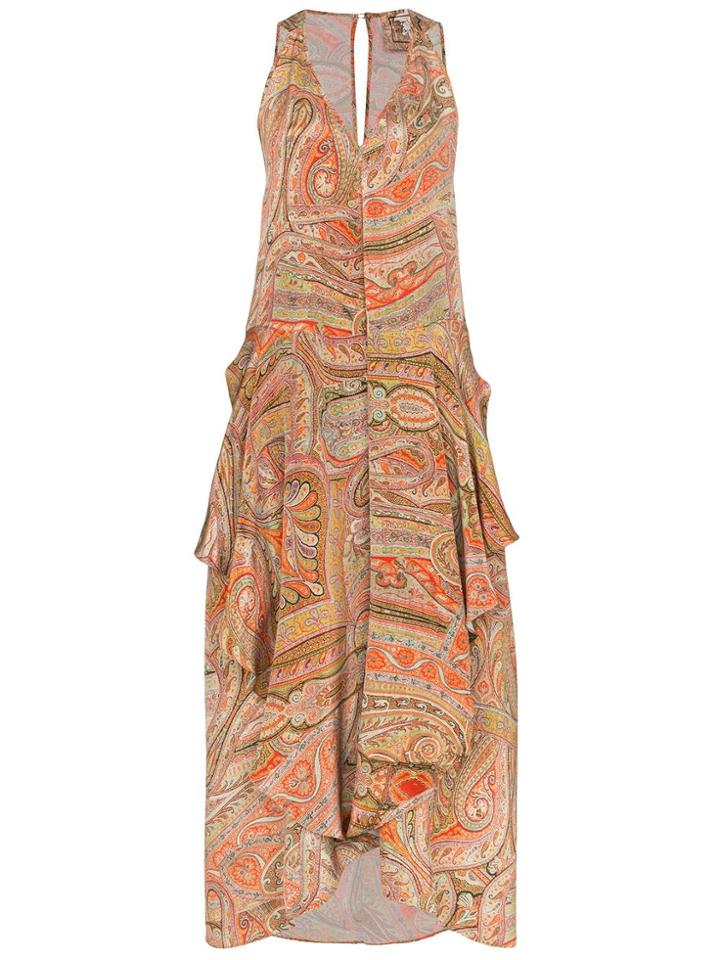 By Walid Janice Asymmetric Paisley Print Dress