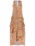 By Walid Janice Asymmetric Paisley Print Dress