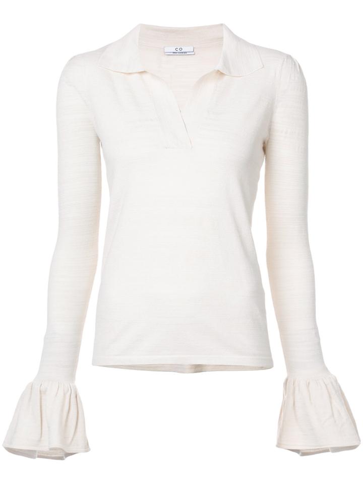 Co Open Neck Blouse - Nude & Neutrals