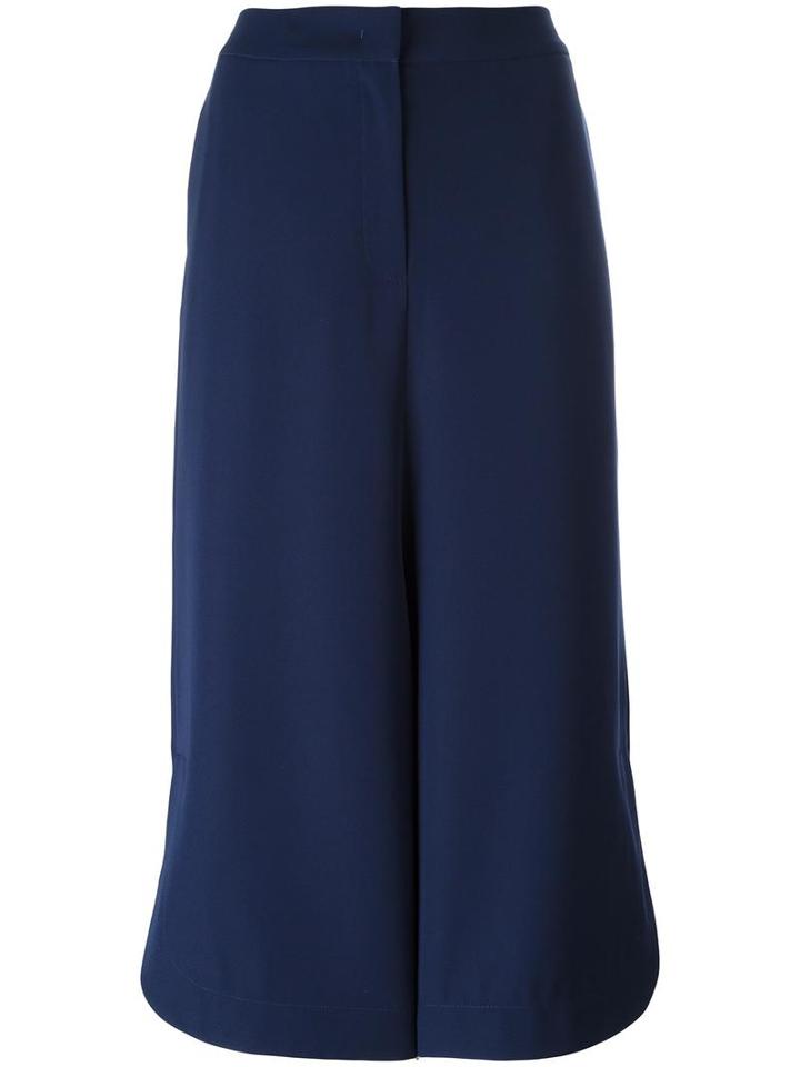 Armani Collezioni Cropped Palazzo Pants, Women's, Size: 44, Blue, Polyester