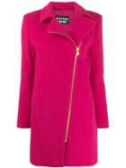 Moschino Zip-up Long-sleeve Coat - Pink