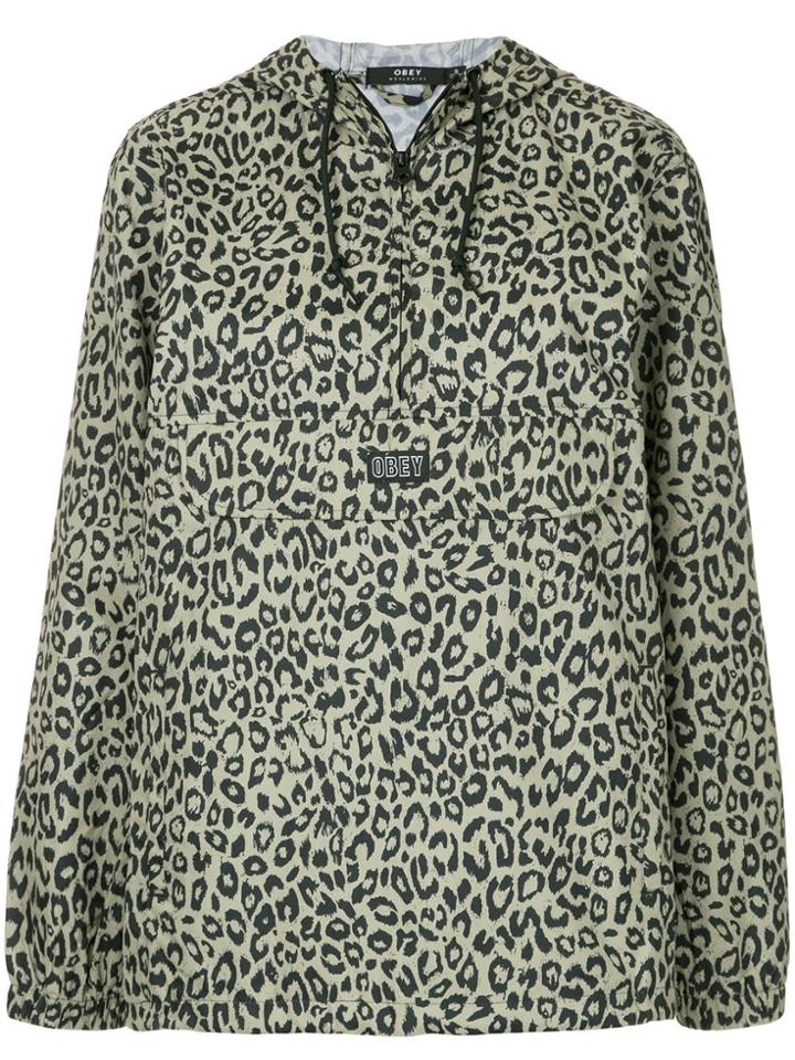 Obey Leopard Print Hoodie - Brown