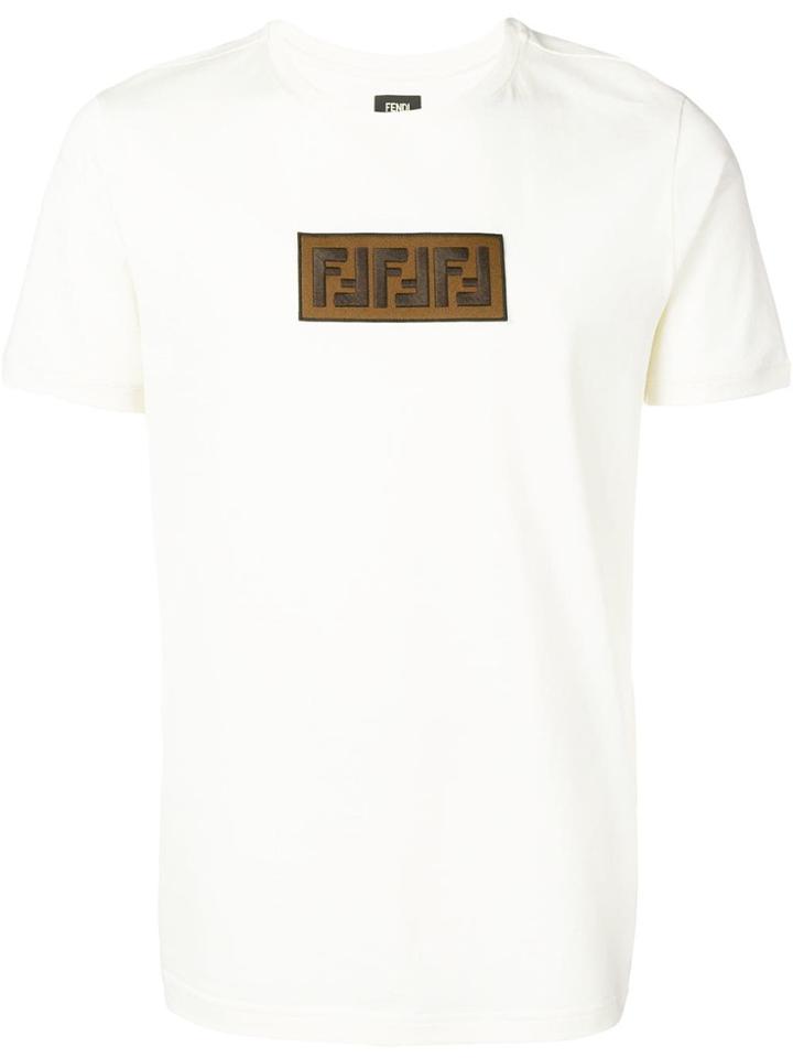 Fendi Embroidered Logo T-shirt - Neutrals