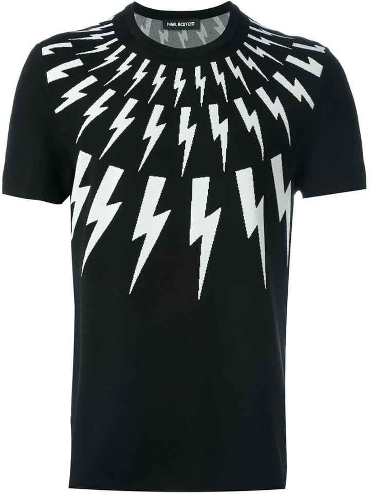 Neil Barrett Lightning Bolt T-shirt, Men's, Size: Small, Black, Nylon/viscose
