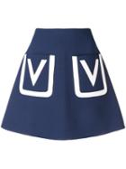 Valentino A-line V Detail Skirt - Blue