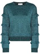 Red Valentino Metallic Ruffle Detail Sweater - Blue