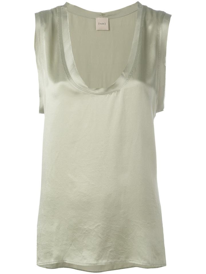 Nude - Flared V-neck Tank - Women - Silk - 44, Green, Silk