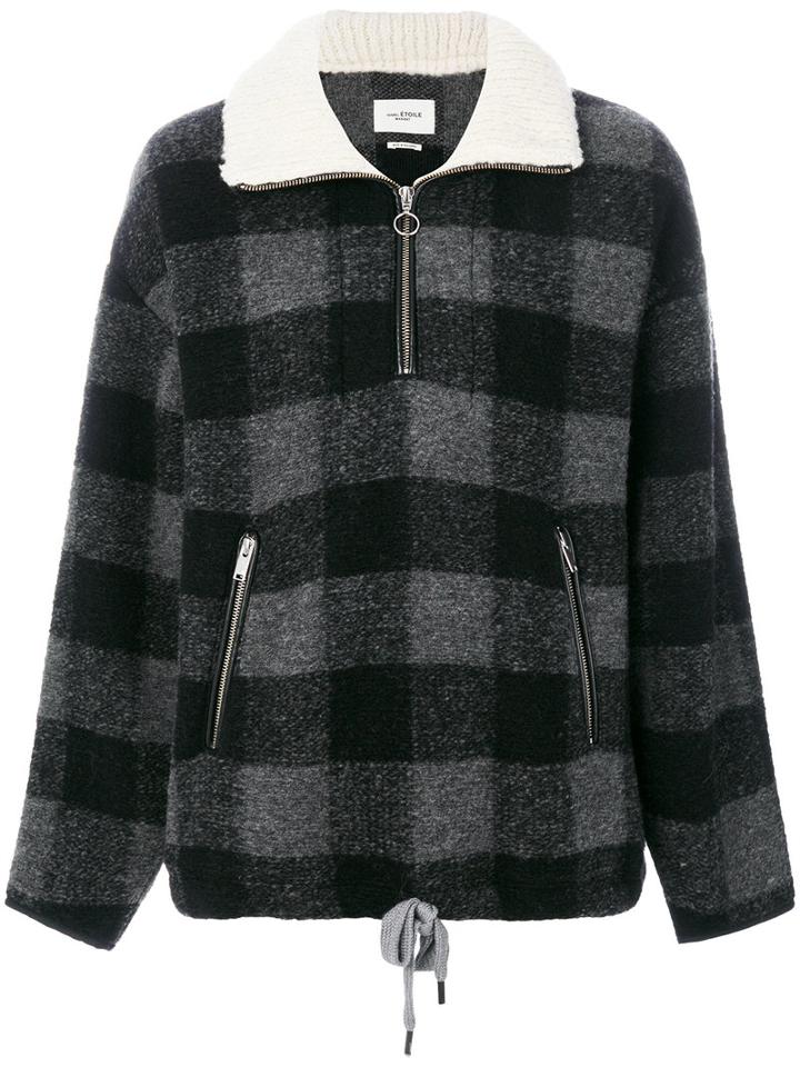 Isabel Marant Étoile - Checked Zip Up Knitted Top - Women - Polyester/wool/other Fibres - 40, Black, Polyester/wool/other Fibres